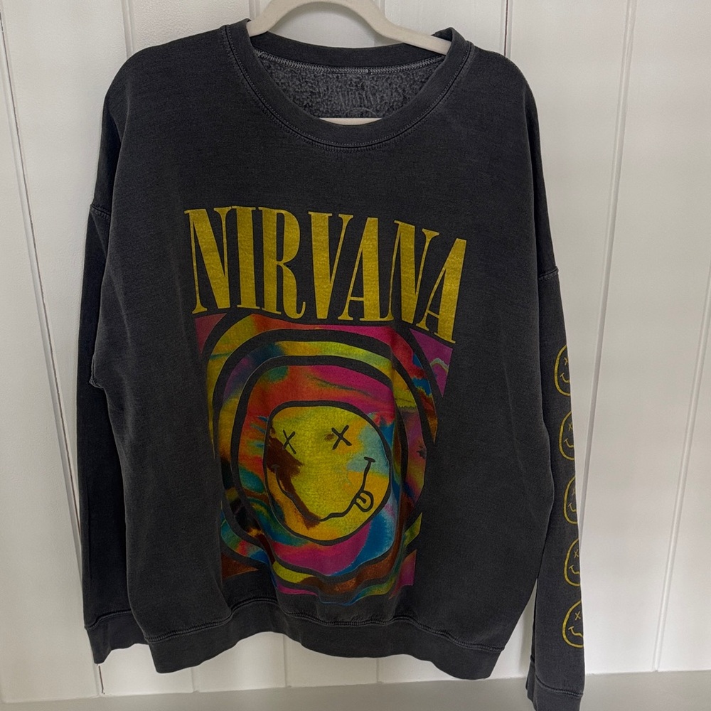 NIRVANA Black Multicolor Graphic Hoodie